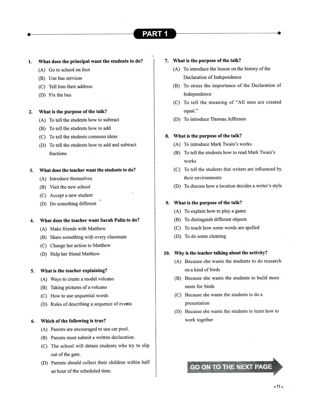 TOEFL Junior - 10 Practice Tests (Kèm CD)