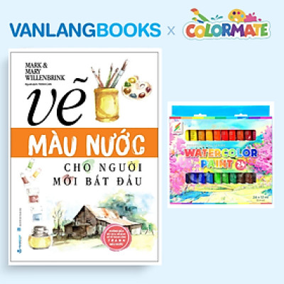 Sách Vẽ Màu Nước Cho Người Mới Bắt Đầu (Tái Bản 2025) + Hộp 24 Tuýp Màu Vẽ Nước 12ml - Vanlangbooks x Colormate