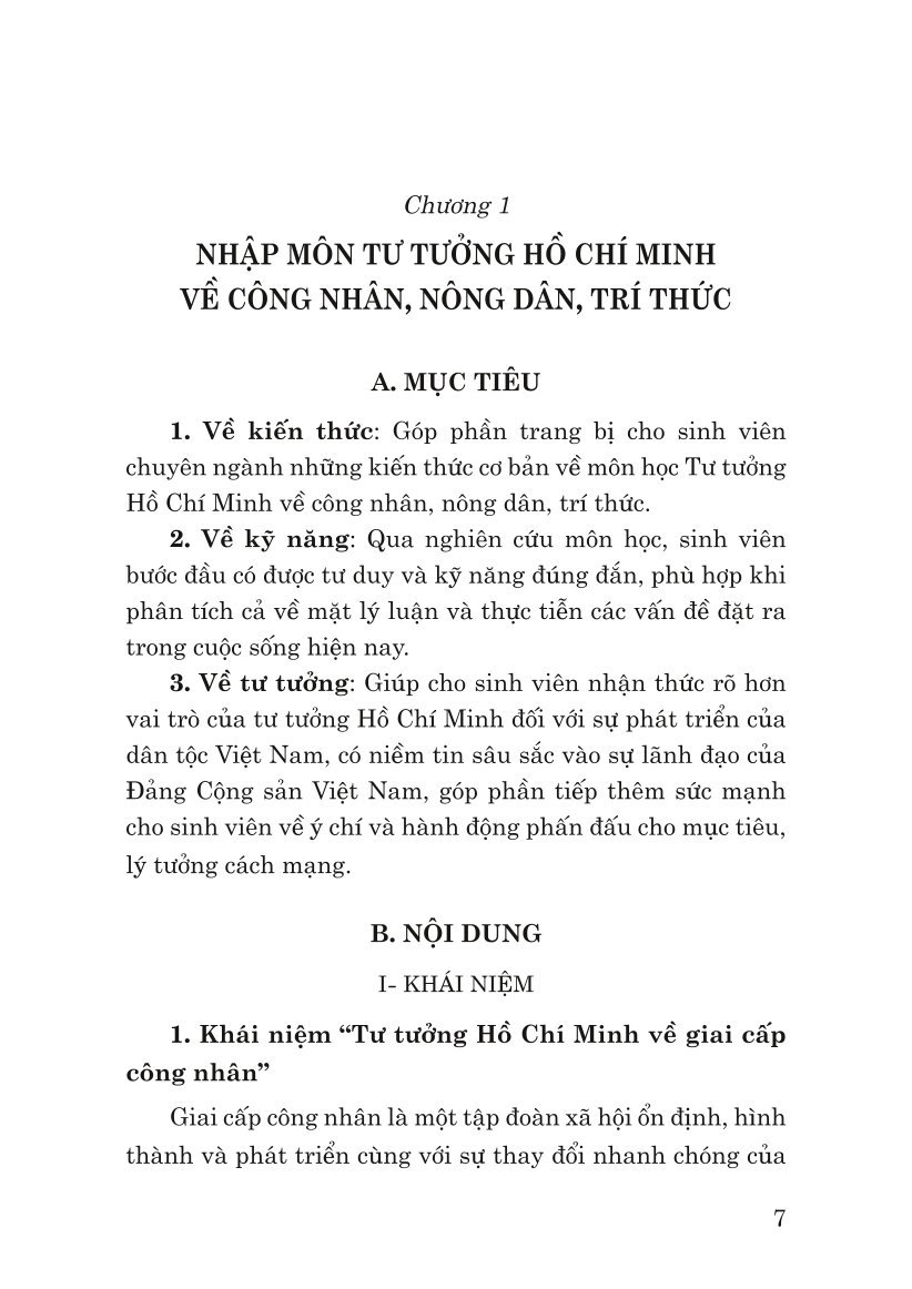 Giáo trình tư tưởng Hồ Chí Minh về công nhân, nông dân, trí thức ( bản in 2024)