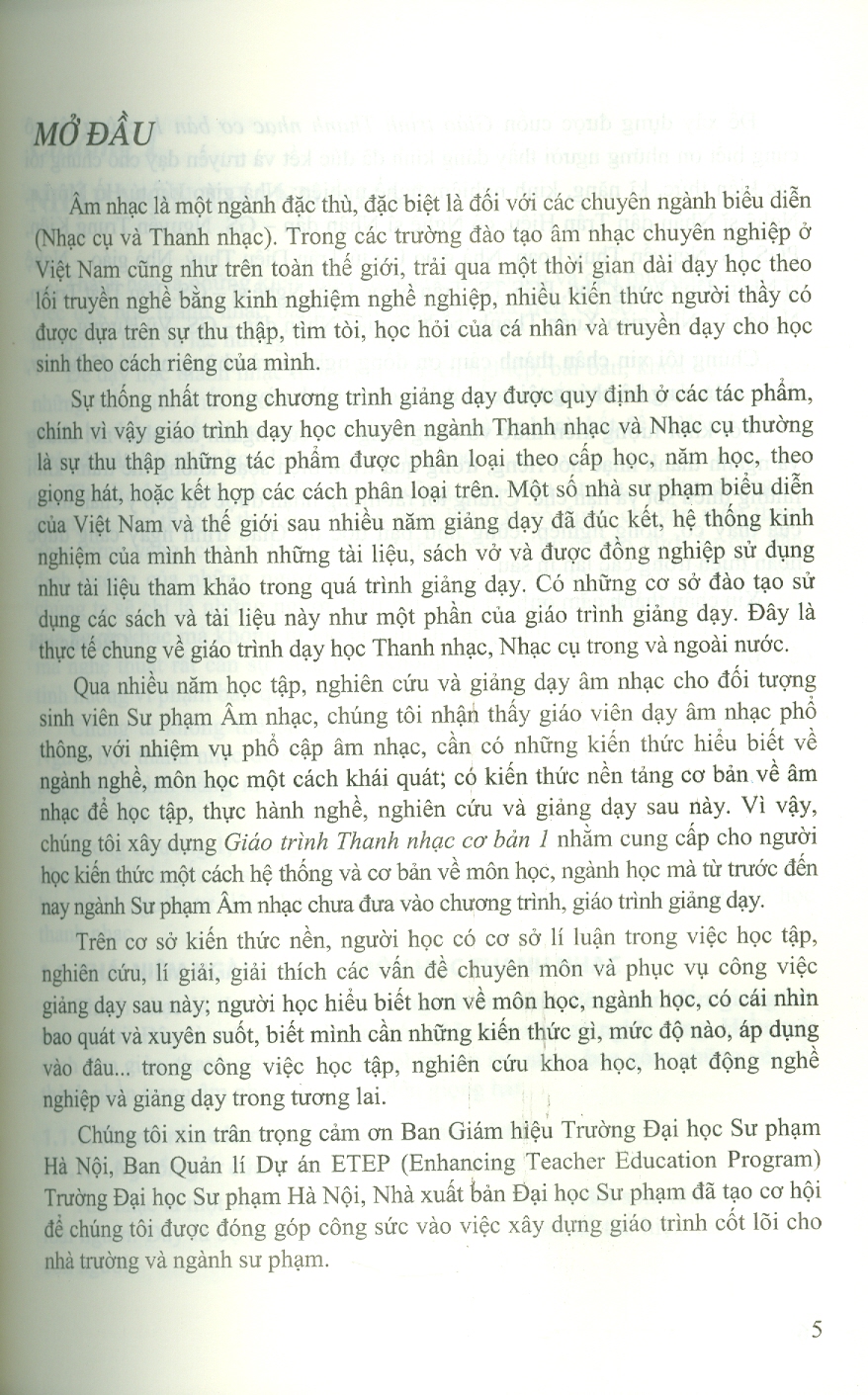 Giáo trình Thanh nhạc cơ bản 1 - Võ Thị Thu Hoài (Chủ biên), Trần Thị Thu Hà, Bùi Tuần Giang
