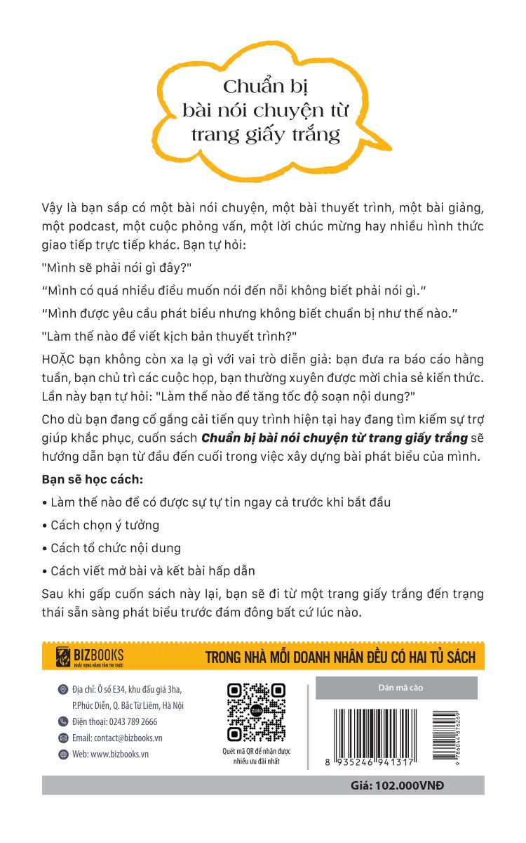 Chuẩn bị bài nói chuyện từ trang giấy trắng