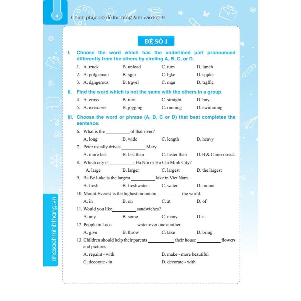 Sách - Chinh Phục Bộ Đề Thi Tiếng Anh Vào Lớp 6 - Minh Thắng