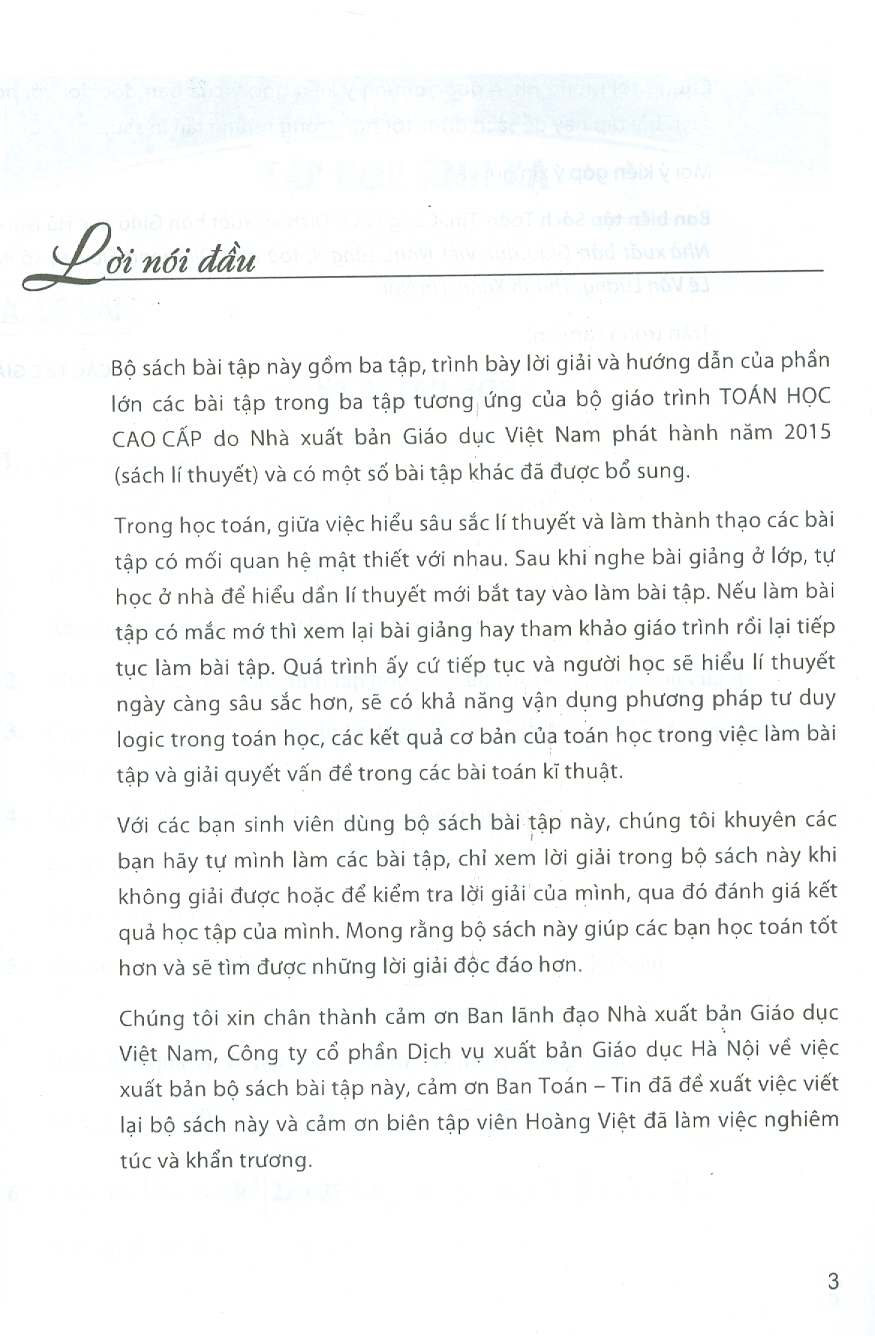 Bài Tập Toán Học Cao Cấp, Tập 1 - Đại Số Và Hình Học Giải Tích (Tái bản lần thứ hai - năm 2024)