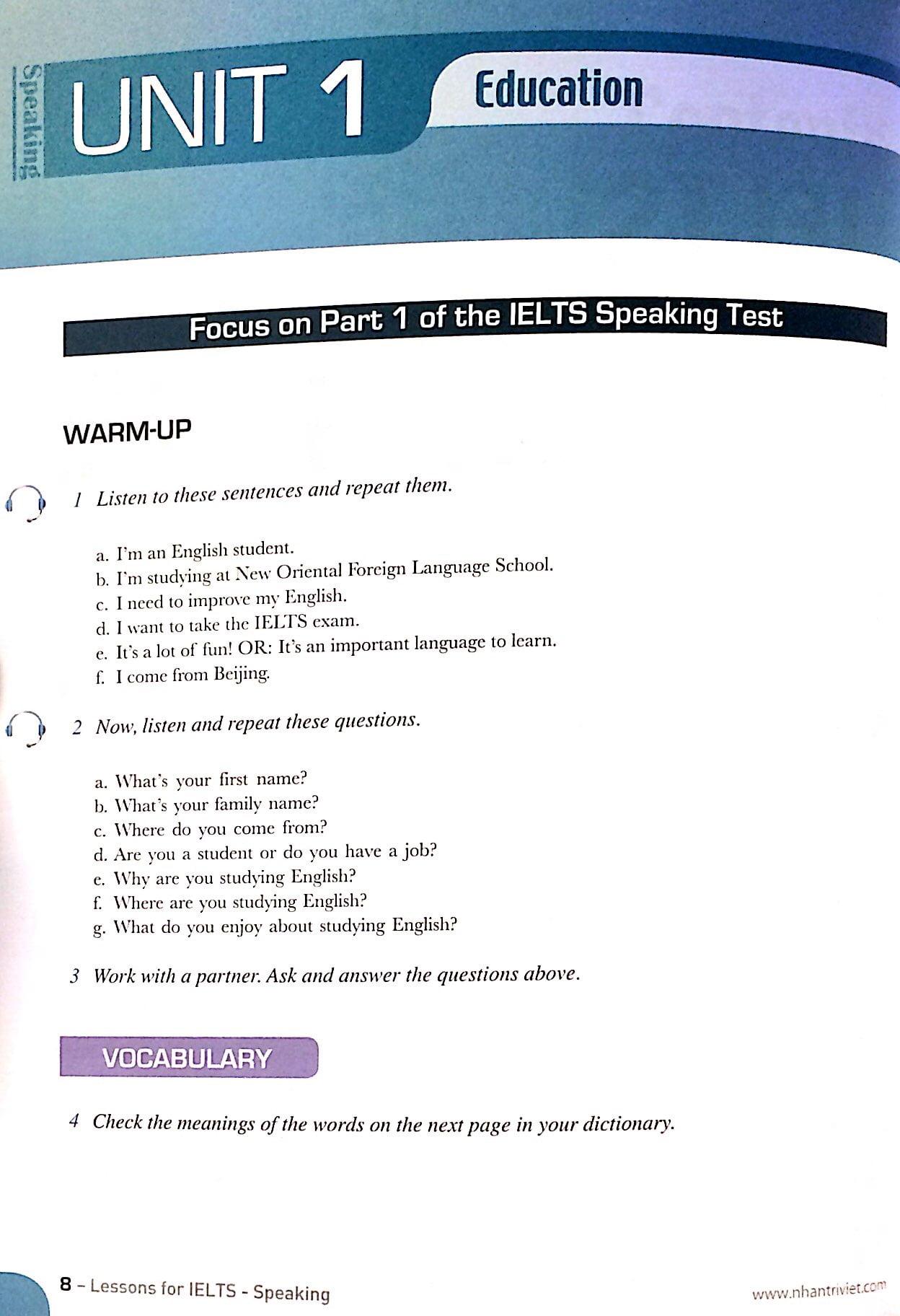 Lessons For IELTS - Speaking