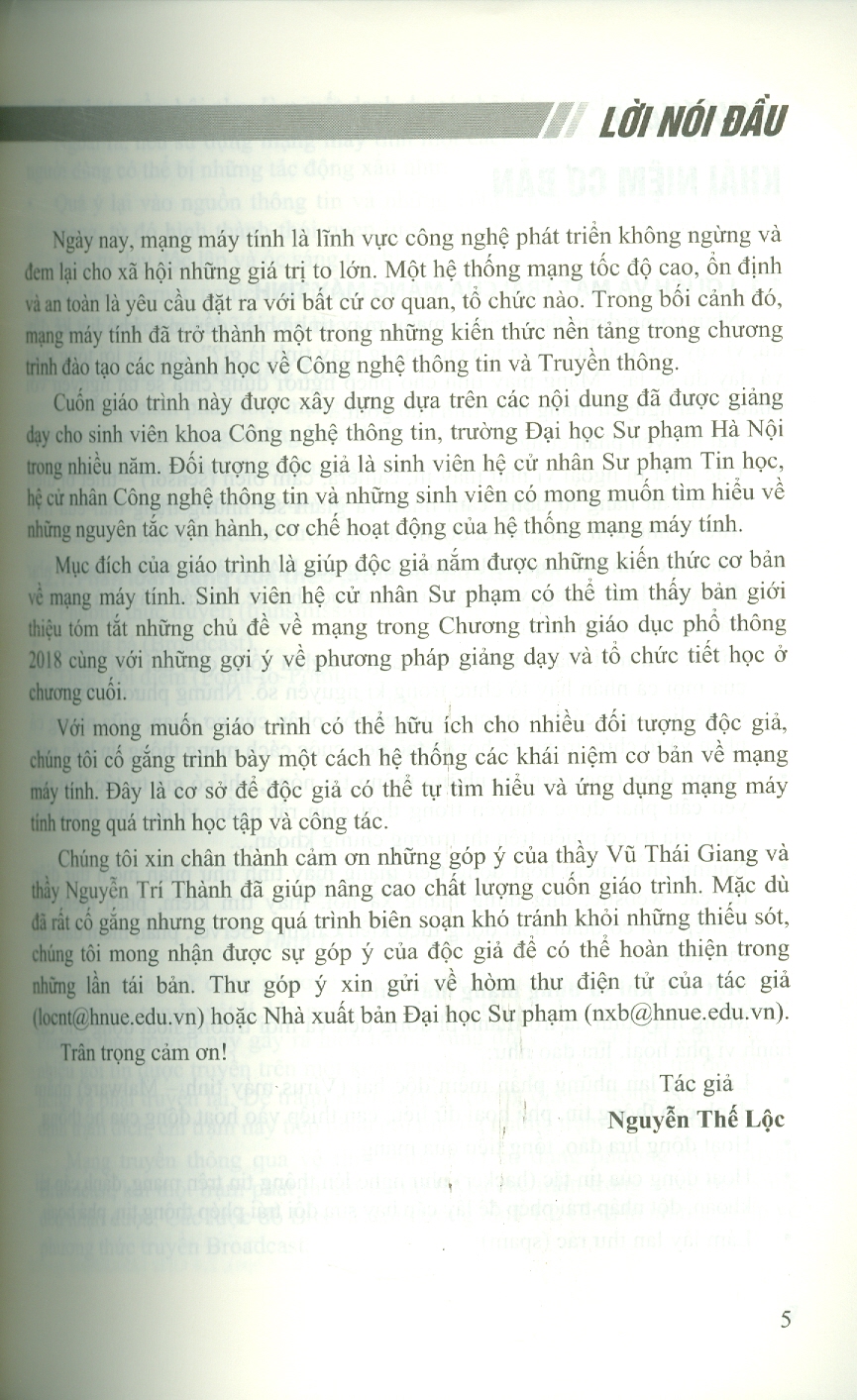 Giáo Trình Mạng Máy Tính - Nguyễn Thế Lộc (ĐHSP)
