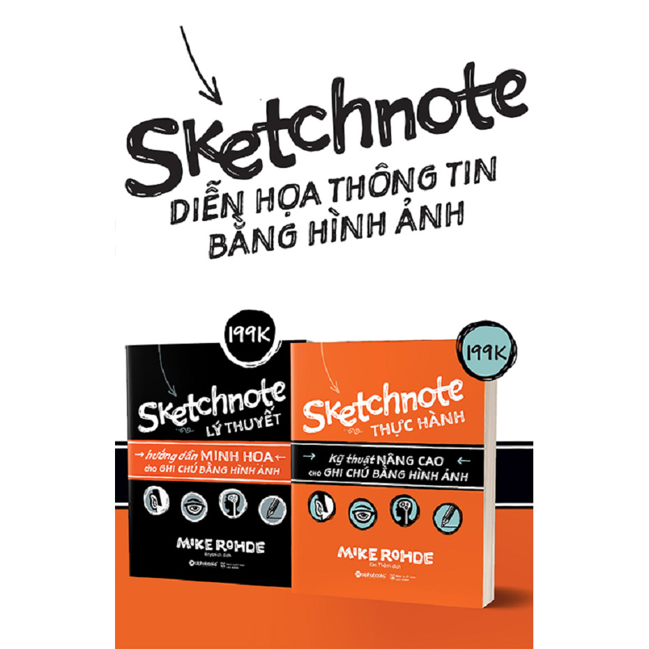Combo Trọn Bộ Sketchnote - Ghi chép bằng hình ảnh ( Sketchnote Lý Thuyết + Sketchnote Thực hành ) Quà Tặng: Cây Viết Kute