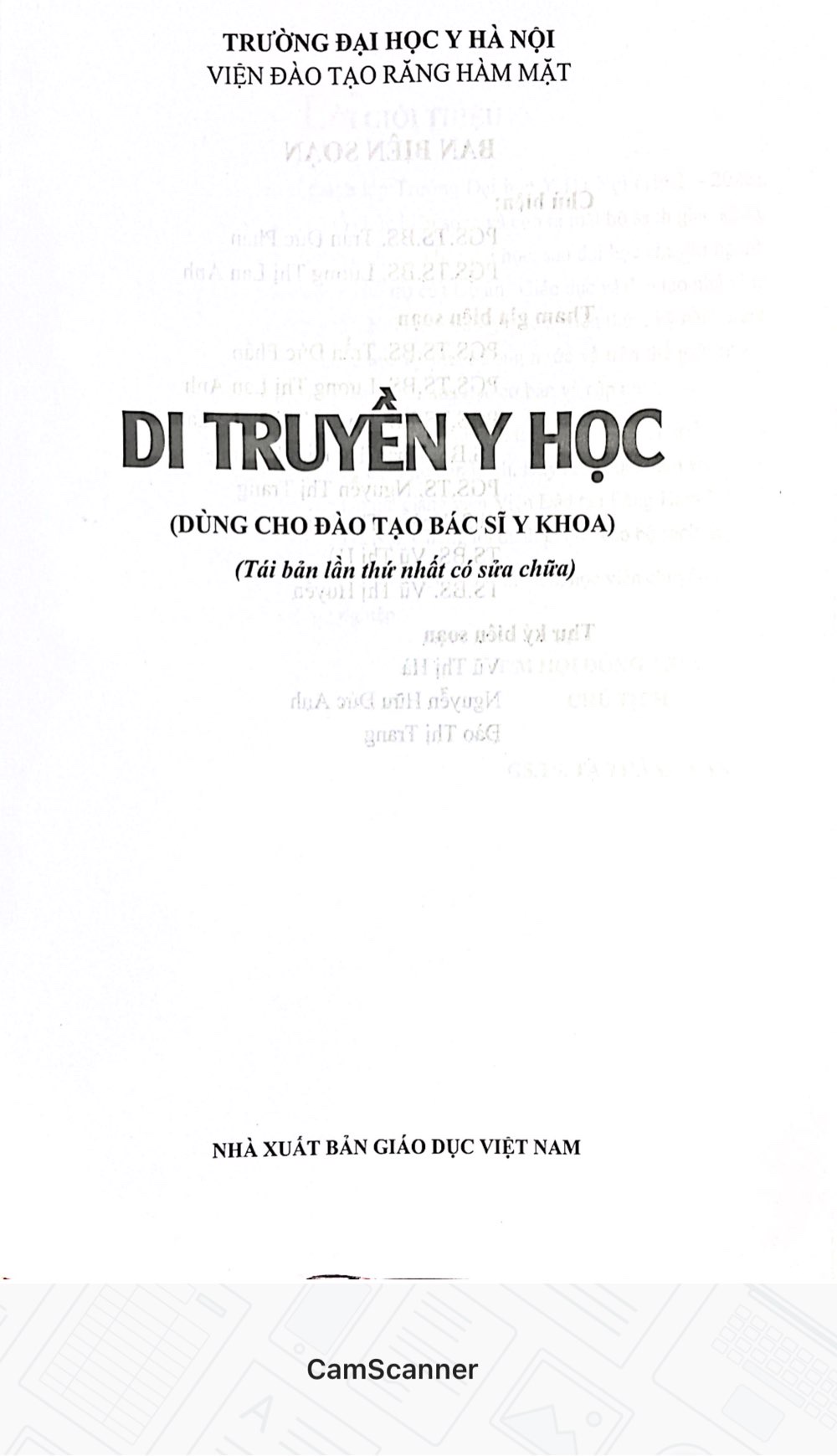 Di truyền Y học (Dùng cho đào tạo bác sĩ Y khoa)