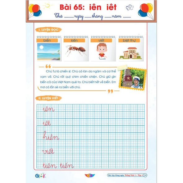 Bài Tập Hằng Ngày Tiếng Việt Lớp 1 - Cánh Diều - Tập 1 - Bản Quyền