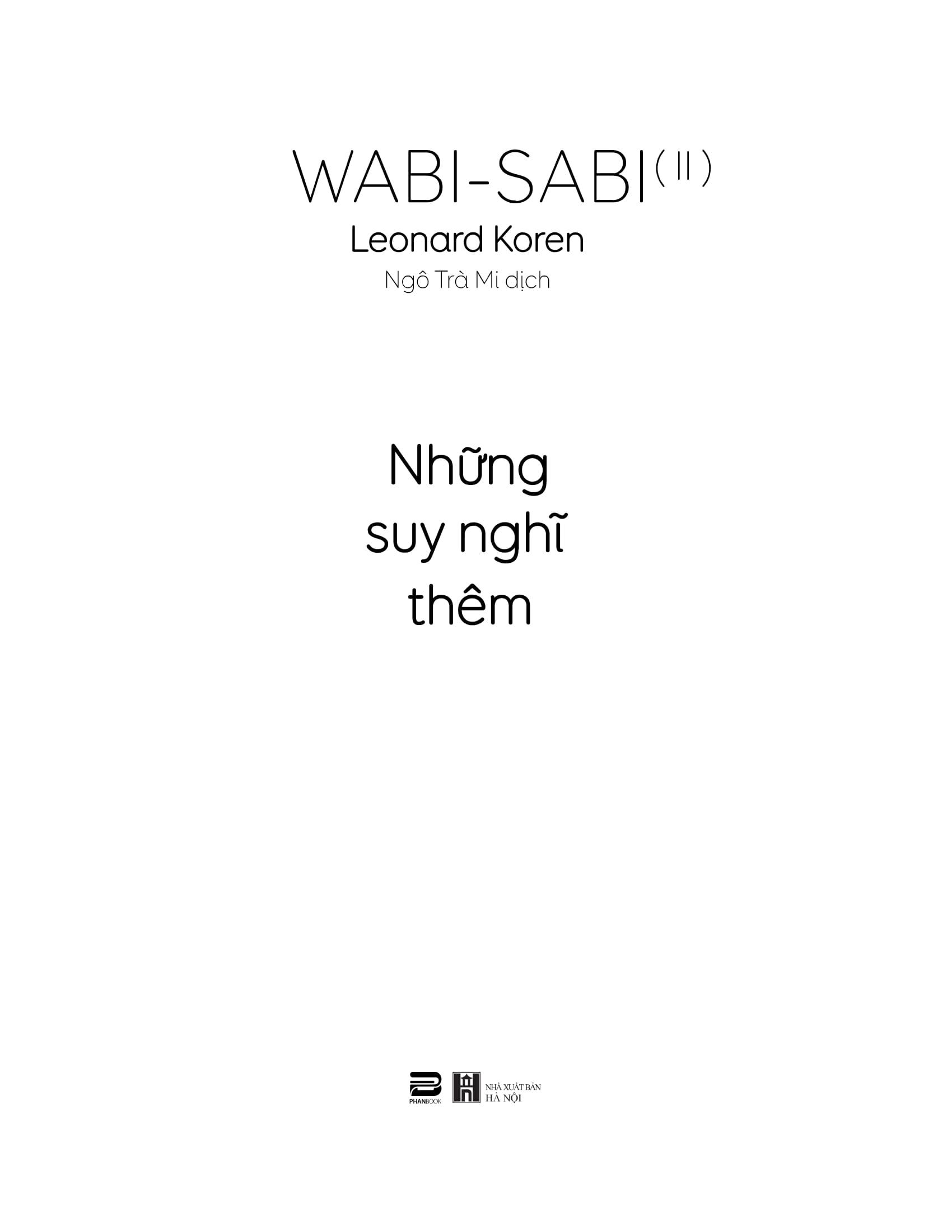 Wabi-Sabi - Tập 2 - Những Suy Nghĩ Thêm
