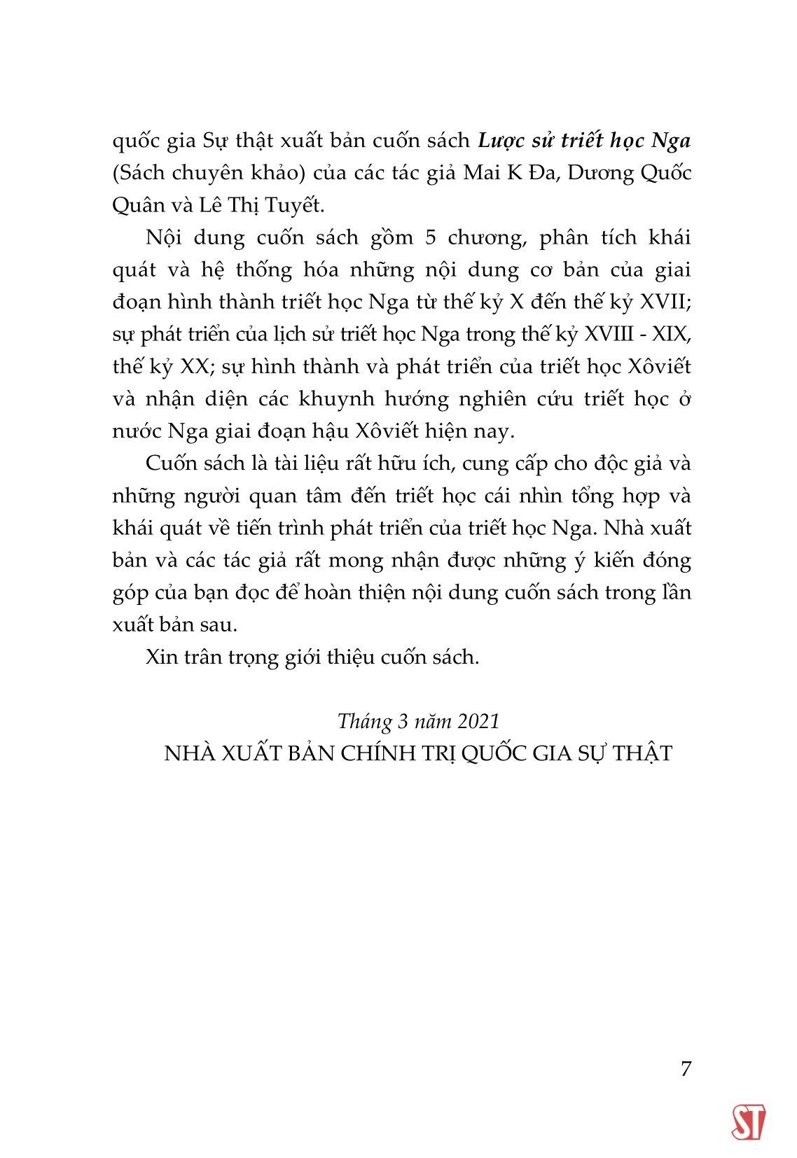 Lược Sử Triết Học Nga (Sách Chuyên Khảo)
