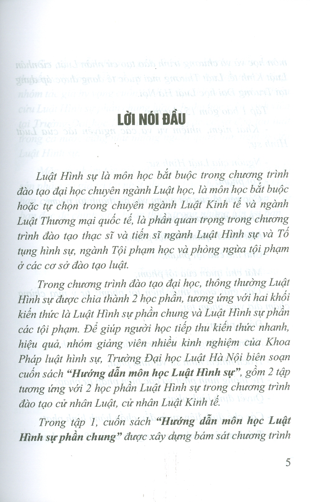 Hướng Dẫn Môn Học LUẬT HÌNH SỰ - Tập 1: Phần Chung