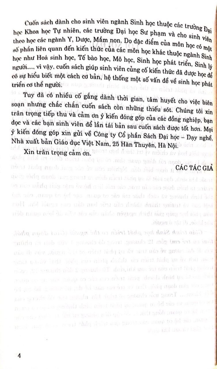 Giáo Trình Sinh Học Phát Triển Cơ Thể Người ( Giai đoạn phôi, thai và trẻ em)