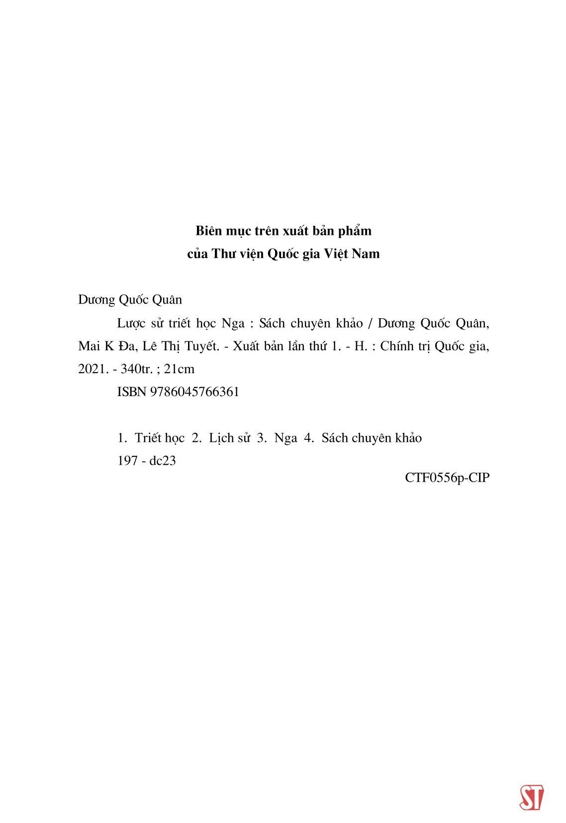 Lược Sử Triết Học Nga (Sách Chuyên Khảo)