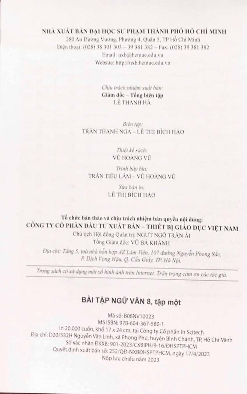Sách - Bài Tập Ngữ Văn 8 - Tập 1 (Cánh Diều) (Chuẩn)