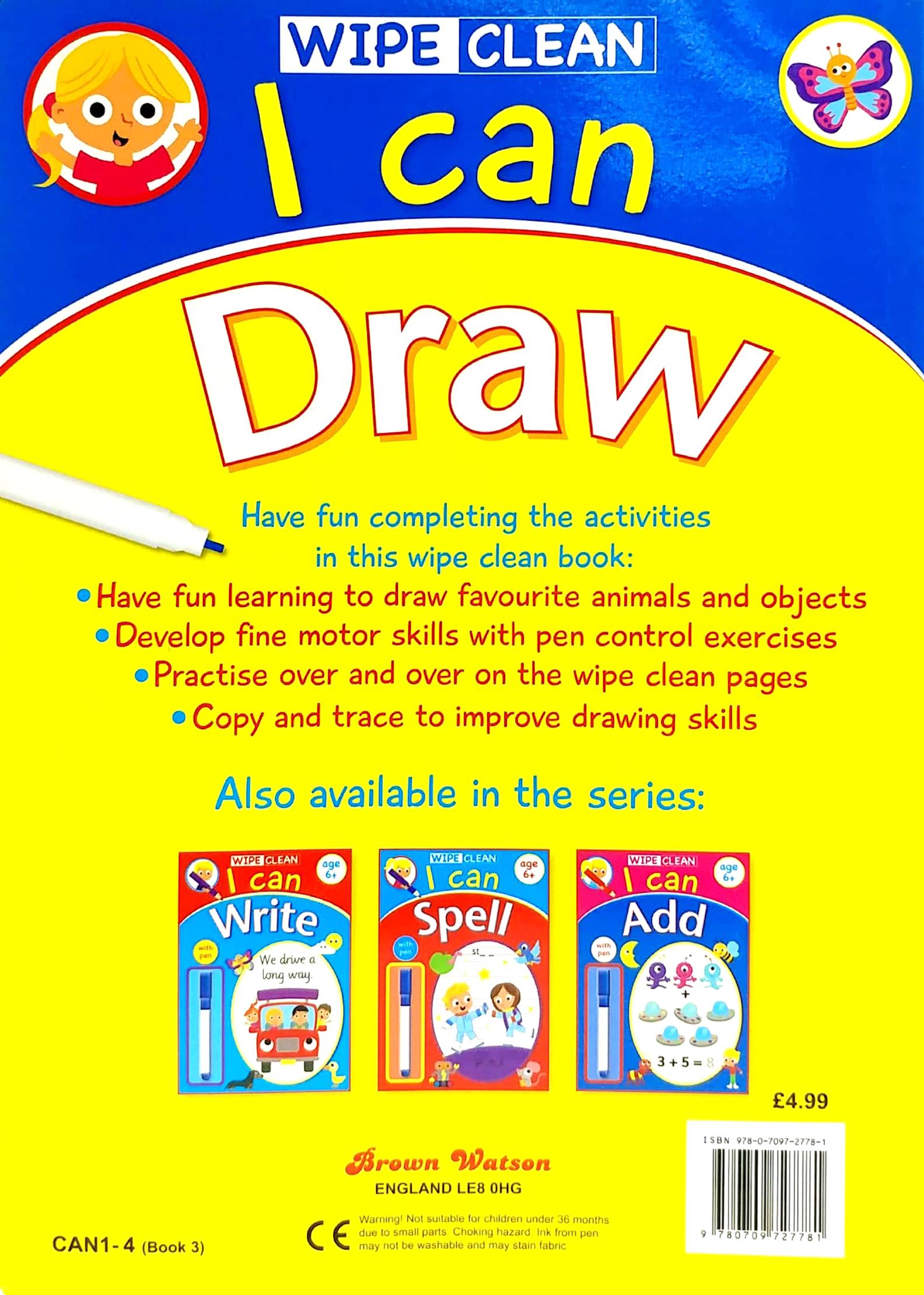 Wipe Clean I Can Draw - Book With Pen Age 6+