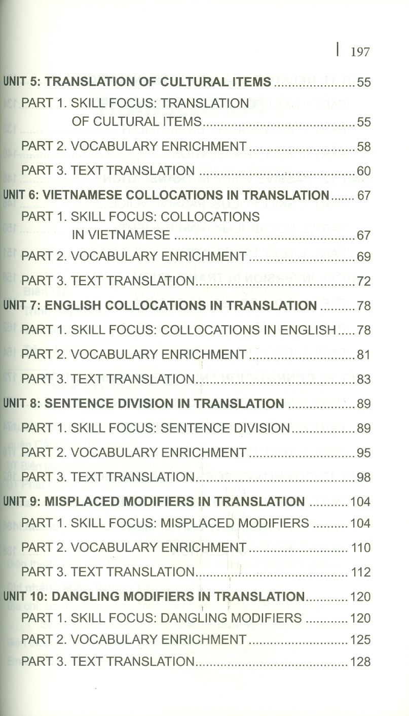 Translation 1 - Trường Đại học Ngoại Thương ; TS. Nguyễn Thị Dung Huệ chủ biên, ThS. Nguyễn Phương Linh, ThS. Lê Khánh Minh, ThS. Nguyễn Thị Lan Anh