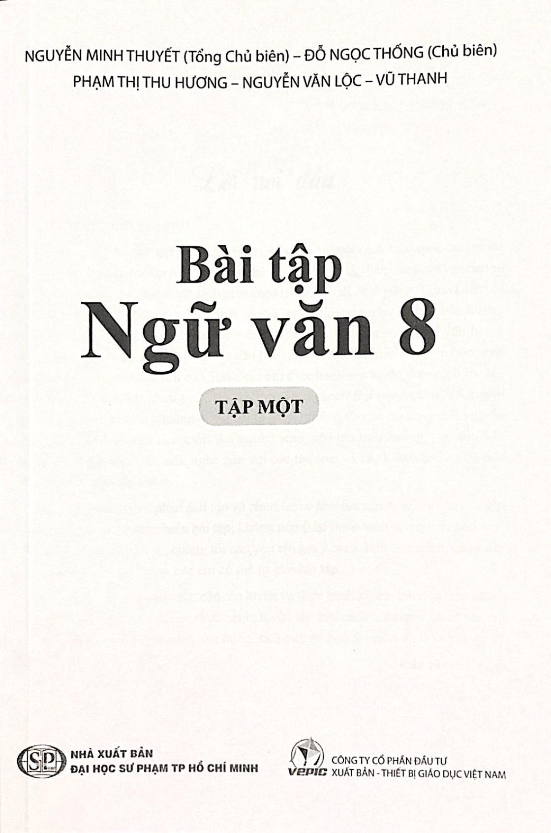 Sách - Bài Tập Ngữ Văn 8 - Tập 1 (Cánh Diều) (Chuẩn)
