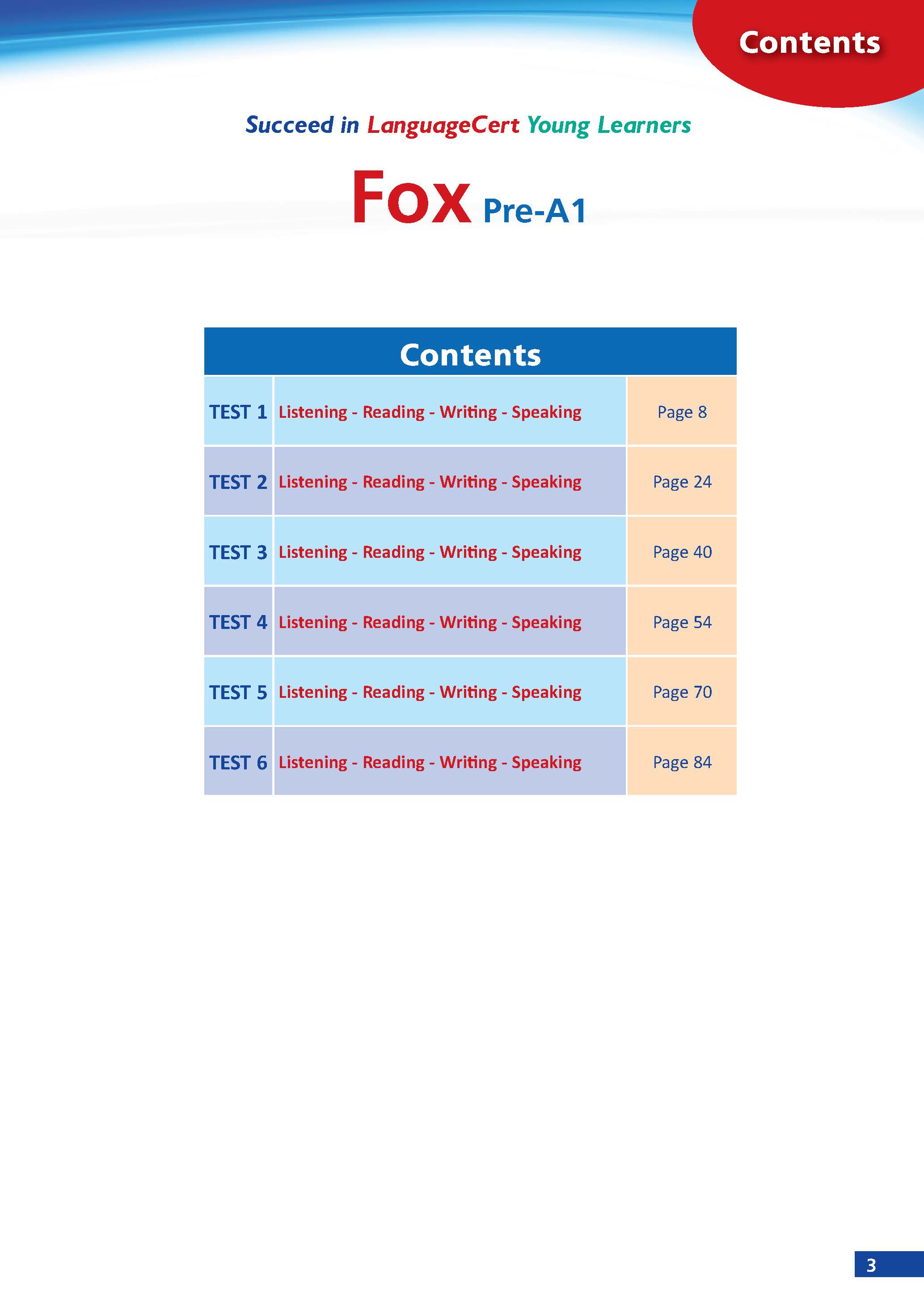Succeed in LanguageCert Young Learners FOX 1 - 6 Practice Tests - Pre A1