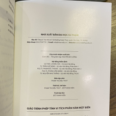 Sách - Giáo Trình Phép Tính Vi Tích Phân Hàm Một Biến