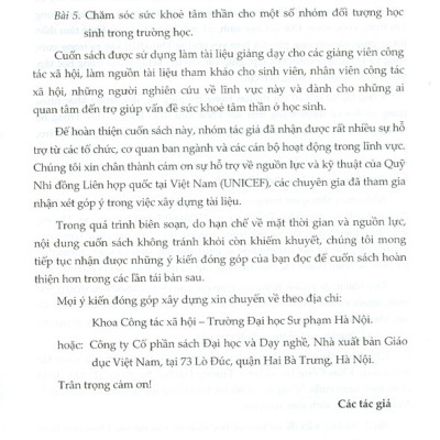 Công Tác Xã Hội Với Học Sinh Có Vấn Đề Sức Khỏe Tâm Thần