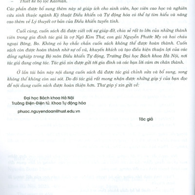Cơ Sở Lý Thuyết Điều Khiển Tuyến Tính (Tái bản năm 2023)