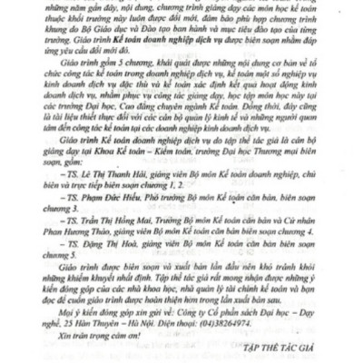 Sách - Giáo Trình Kế Toán Doanh Nghiệp Dịch Vụ (DN)