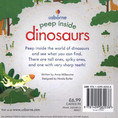 Sách tương tác tiếng Anh - Usborne Peep inside Dinosaurs