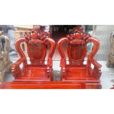 Bộ bàn ghế trạm nghê đỉnh gỗ xà cừ