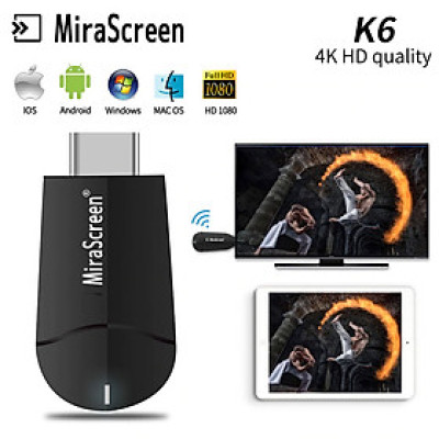 MiraScreen K6 - HDMI Không Dây - Thiết Bị HDMI Không Dây Mirascreen Kết Nối Điện Thoại,Máy Tính, Tivi Chất Lượng 4K Đạt Chuẩn Hiện Đại Đảm Bảo Chất Lượng Truyền Tải Luôn Ổn Định Và Nhanh Chóng - Phá Bỏ Mọi Giới Hạn Công Nghệ - Hàng Chính Hãng