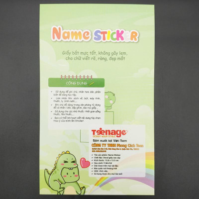 Bộ 5 Tờ Sticker Name - Teenage SN-04 - Khủng Long