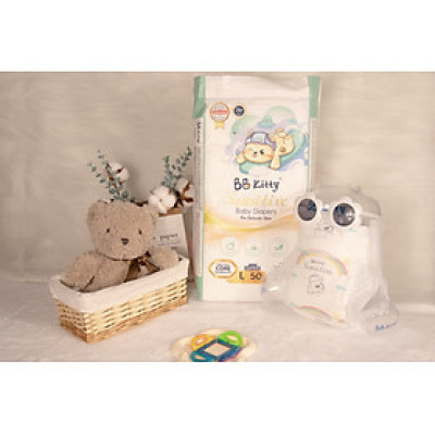 [L50]Tã/Bỉm Dán  BB KITTY SENSITIVE dành cho da Nhạy Cảm size L 50 miếng/ 09 - 14 kg mẫu mới