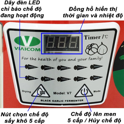 Máy làm tỏi đen VIAICOM V7 Đỏ - Công nghệ Nhật Bản - Hàng chính hãng