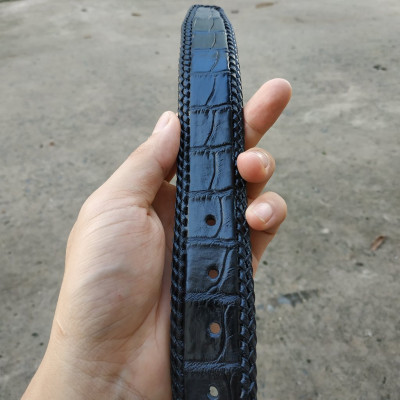 Thắt Lưng Cá Sấu Liền [Mặt Khóa Đầu Kim Cổ Điển] Đan Viền Thủ Công Rất Đẹp!