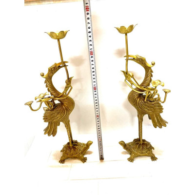 ĐÔI HẠC NẾN CAO 47 cm nặng 4 kg chất liệu bằng đồng