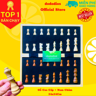 Bộ cờ vua Gỗ Nam châm dododidos - Bàn Cờ là hộp đựng cao cấp - 34x34cm