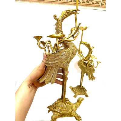 ĐÔI HẠC NẾN CAO 47 cm nặng 4 kg chất liệu bằng đồng