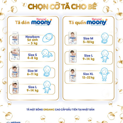 Combo 2 Tã/Bỉm Moony Natural Bông Organic Cao Cấp [Full Size]