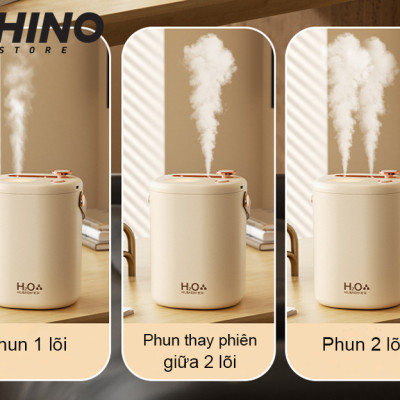 Máy phun sương tạo ẩm tinh dầu Rhino H808 1200ml, 2 lõi phun tích hợp đèn kèm quai treo - Hàng chính hãng