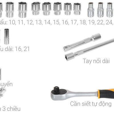 Bộ tuýp 1/2 inch Tolsen 15139 (22 món)- Hàng chính hãng