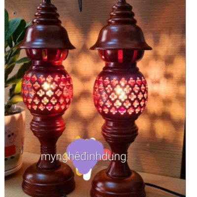 Cặp đèn thờ bằng gỗ hương kt cao 50cm