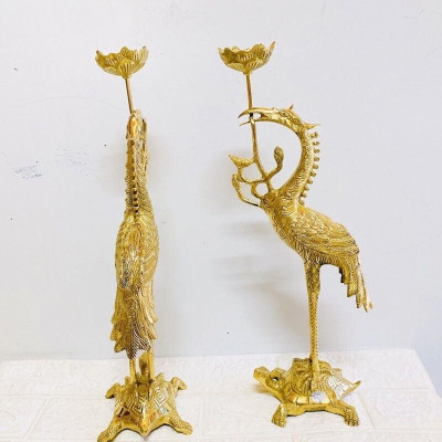 ĐÔI HẠC ĐỒNG CAO 42 CM NẶNG 3 KG CHẤT LIỆU BẰNG ĐỒNG 