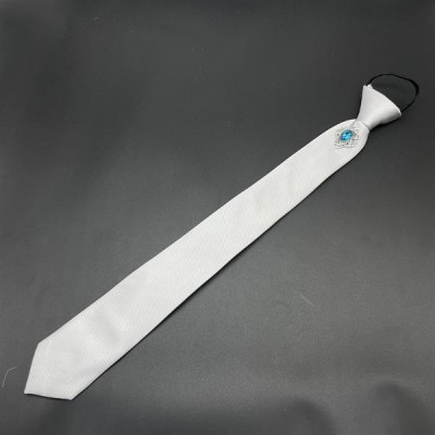 Cà vạt 6cm màu xám trắng thắt sẵn đính đá xanh sang trọng