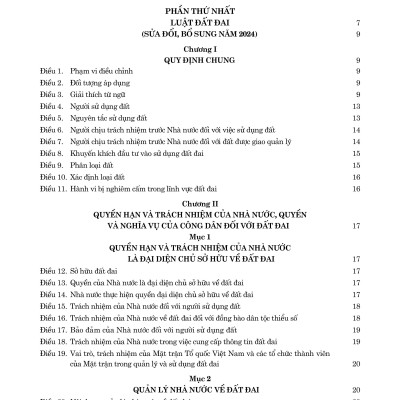 Luật Đất đai (sửa đổi, bổ sung năm 2024) và các văn bản hướng dẫn thi hành