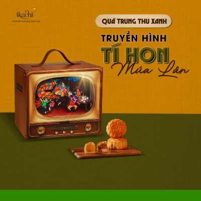 Hộp Quà Trung Thu IKACHI - TRUYỀN HÌNH TÍ HON MÚA LÂN - Set 2 bánh, có đèn trang trí