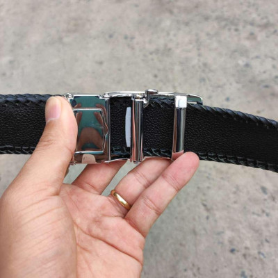 Thắt lưng da cá sấu Đan Viền Thủ Công Rất Bền! (mặt bạc)