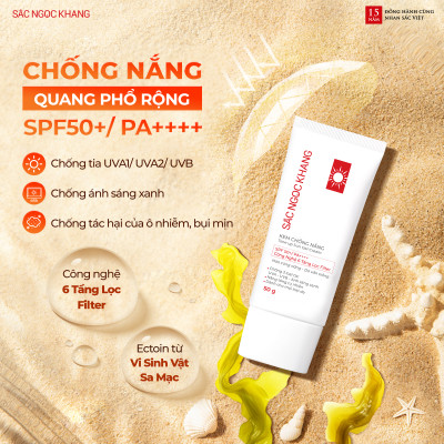 Combo 4 dưỡng da cơ bản và chống nắng Sắc Ngọc Khang [Nước tẩy trang 145ml + Sữa rửa mặt 100g + Nước hoa hồng 145ml + Kem chống nắng 50g]