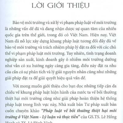 Pháp Luật Về Bồi Thường Thiệt Hại Môi Trường Ở Việt Nam - Lý Luận Và Thực Tiễn