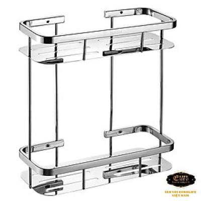 Kệ tường đôi phòng tắm Inox SUS 304Eurolife EL-KT10 (Trắng Bạc)