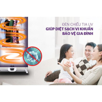 Máy sấy quần áo Sunhouse SHD2707, Công suất 1500W, Điều khiển cảm ứng, Có điều khiển từ xa, Có chế độ O3 khử mùi, diệt khuẩn, Hàng chính hãng - Bảo hành 12 tháng