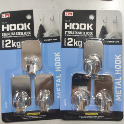 Bộ 3 Móc Dính Tường Inox 2kg KM-213 Hàng Nhật sd mọi bề mặt